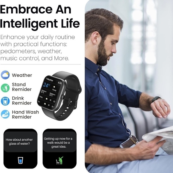 NEW High Tech Smart Watch for Messages/Calls, Fitness, Heart, & Sleep Tracker - Picture 6 of 7